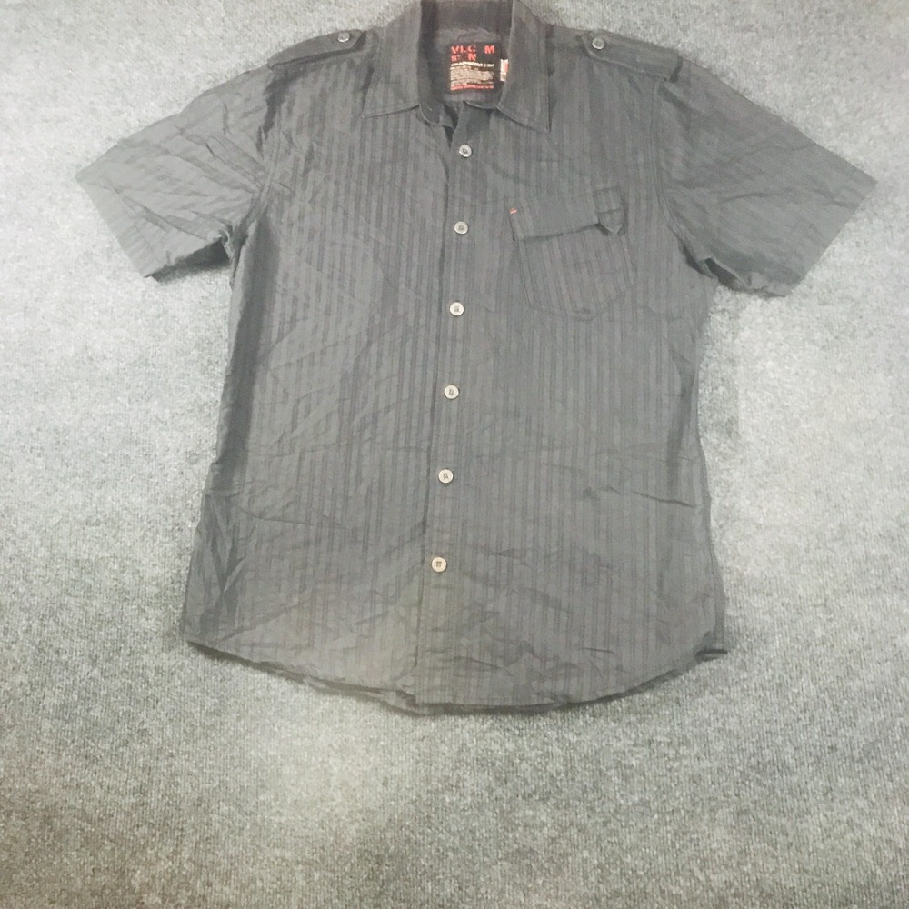 Volcom VolcomScout 216VP Shirt Mens Medium Gray Striped Cotton Short Sleeve